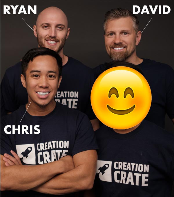 Portrait photo of the three founders of Creation Crate
